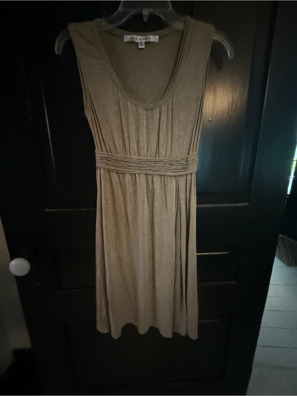 Max Studio Taupe Sleeveless Midi Dress